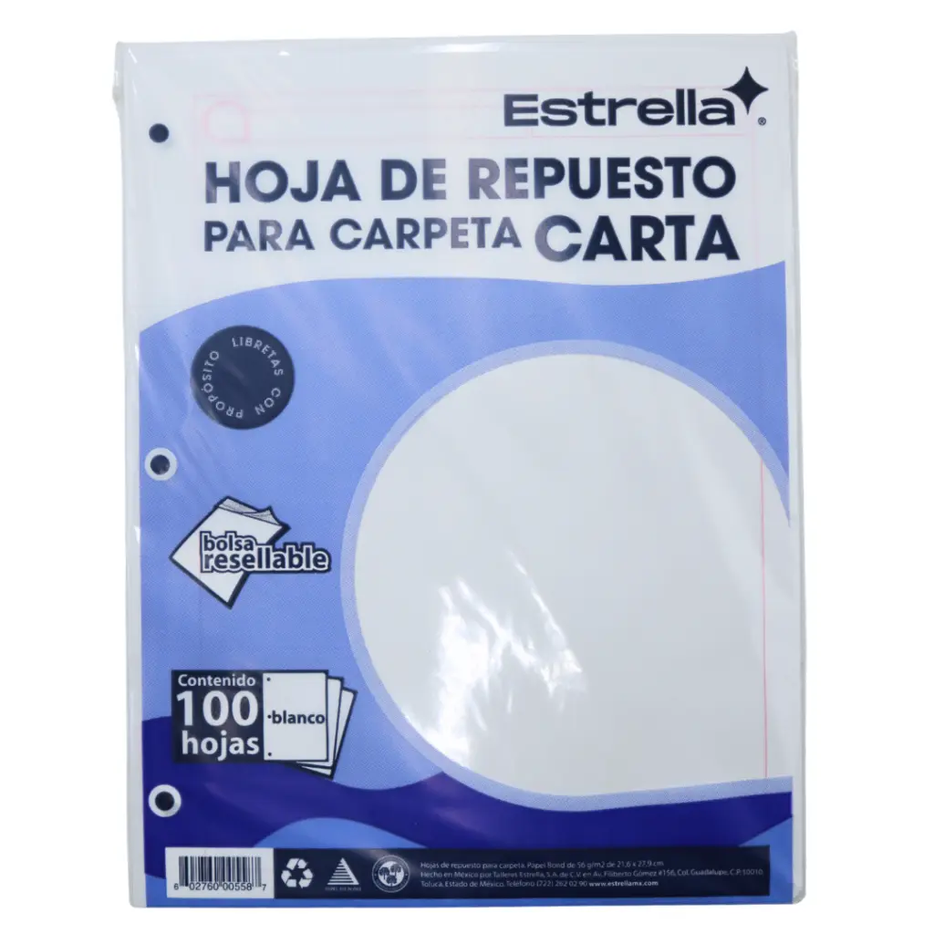 REPUESTO CARPETA BLANCO C100 ESTRELLA.webp