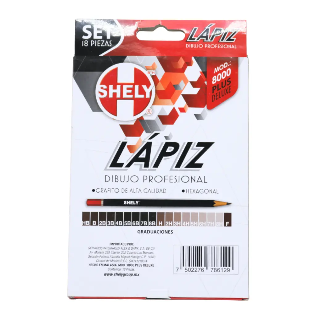 SET LAPIZ DIBUJO PROF SHELY C18 8000PLUS CAJA DETRÁS.webp