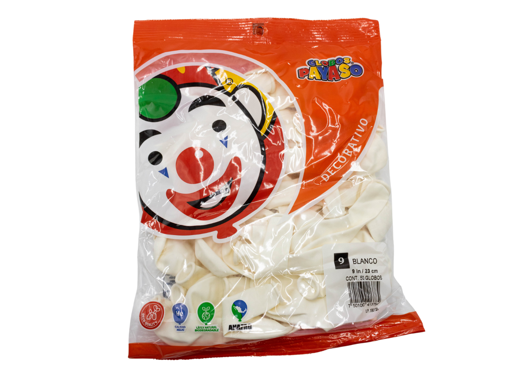 GLOBOS 9 DECORATIVO BLANCO C50 PAYASO