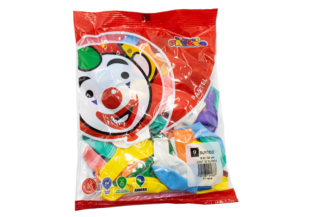 GLOBOS 9 SURTIDO C50 PAYASO