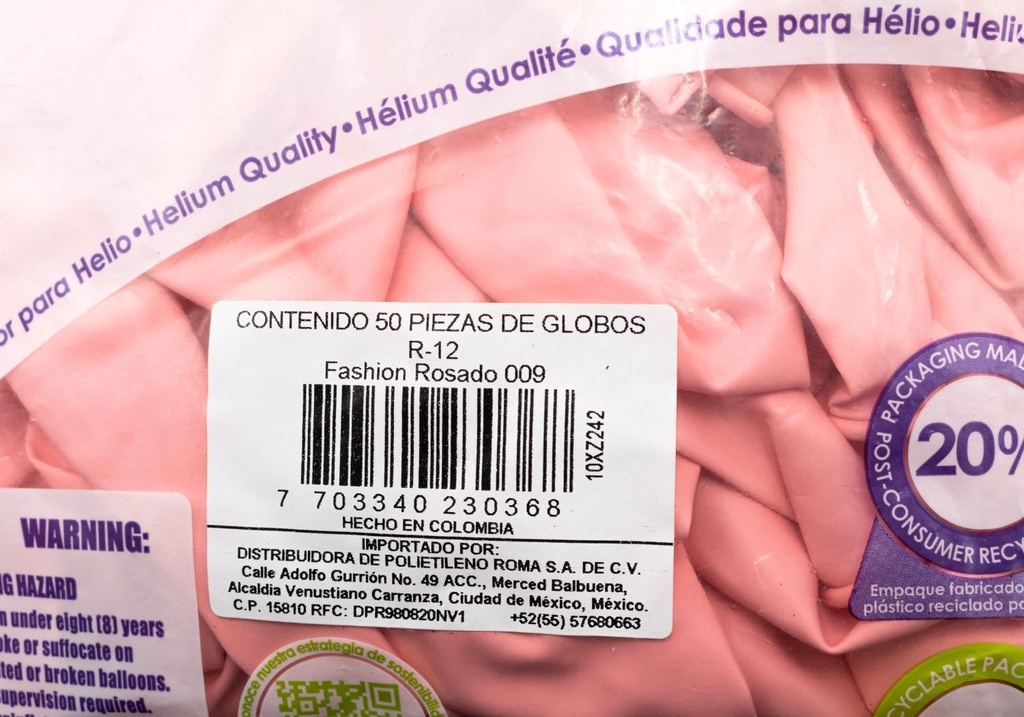 GLOBOS SEMPERTEX 12 FASHION ROSADO C50