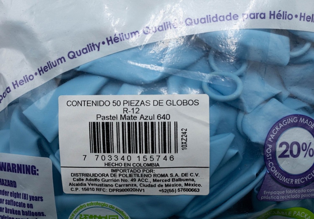 GLOBOS SEMPERTEX 12 PASTEL MATE AZUL C50
