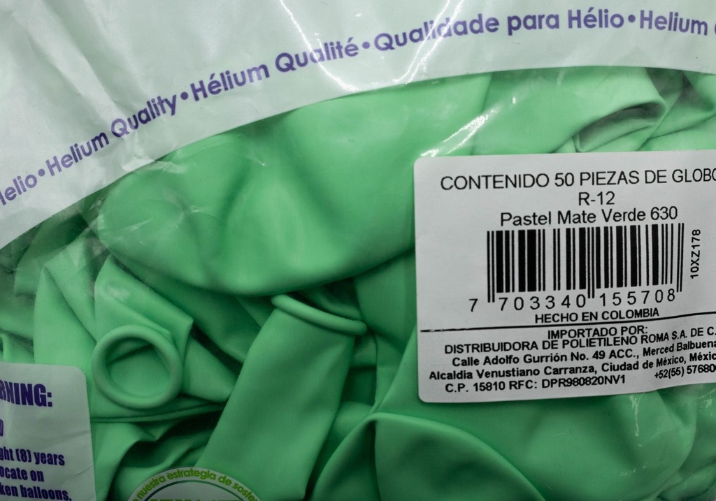 GLOBOS SEMPERTEX 12 PASTEL MATE VERDE C50
