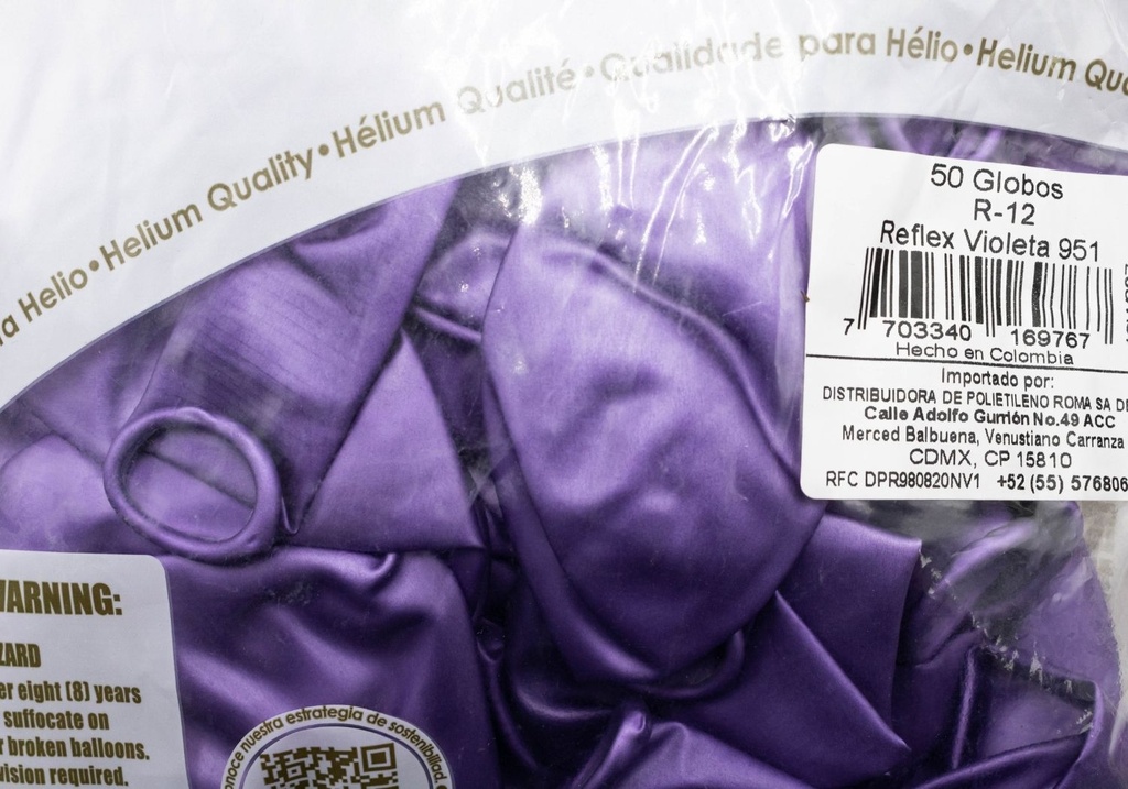 GLOBOS SEMPERTEX 12 REFLEX VIOLETA C50