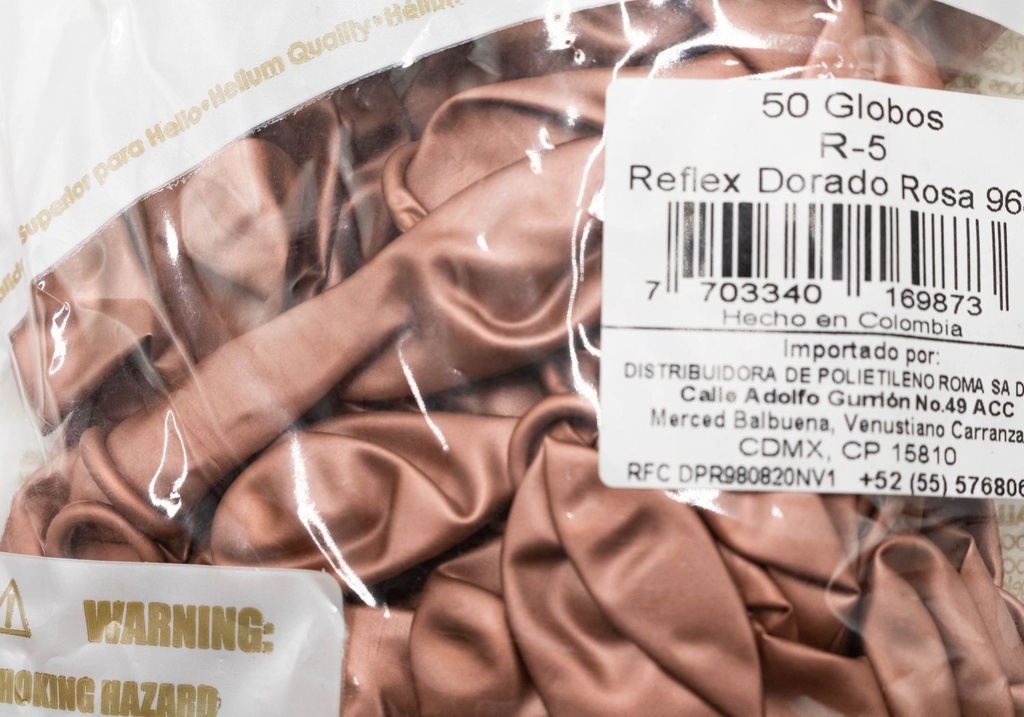 GLOBOS SEMPERTEX 5 REFLEX DORADO ROSA C/50