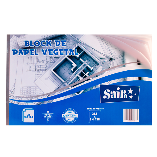 BLOCK PAPEL VEGETAL OFICIO 25H SAIRA