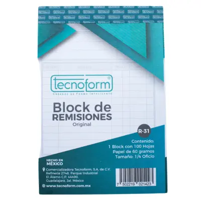 BLOCK REMISION 1/4 OFICIO ORIGINAL TREBOL/TECNO R31