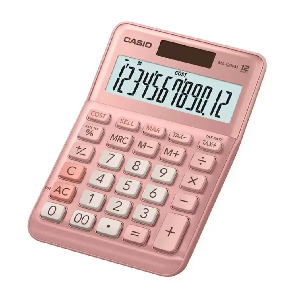 CALCULADORA CASIO ESCRITORIO 12 DIG. MS-120FM ROSA