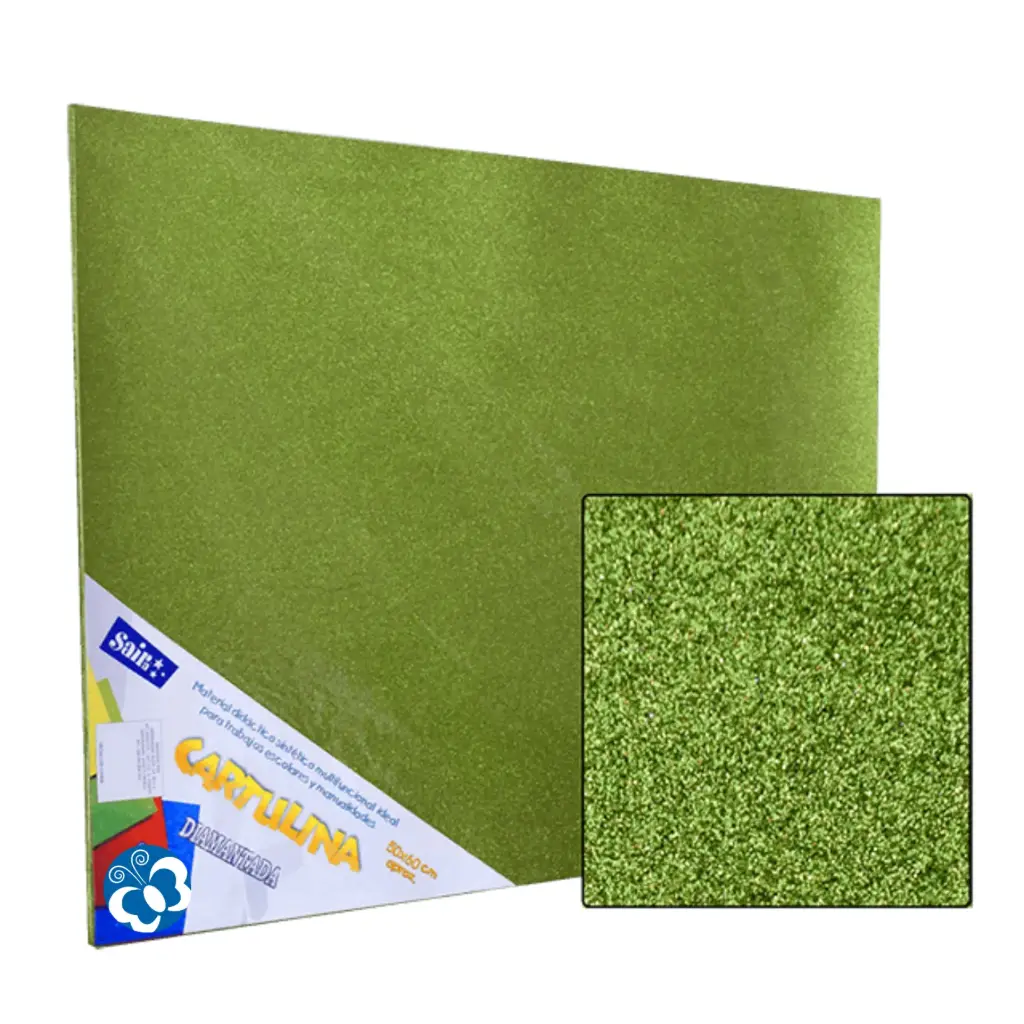 [157411] CARTULINA DIAMANTADA 50X60 VERDE MANZANA