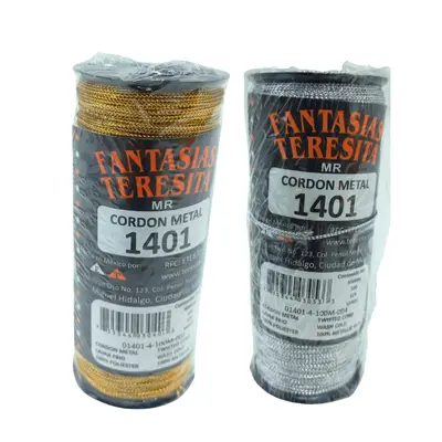[TERCOR003] CORDON METALICO C100M #1401 ORO Y PLATA