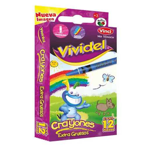 [7501147467518] CRAYONES EXTRA GRUESOS C12 RED. VIVIDEL