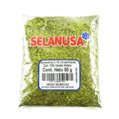 [7501228837964] DIAMANTINA FINA 50GR VERDE LIMON SELANUSA 108