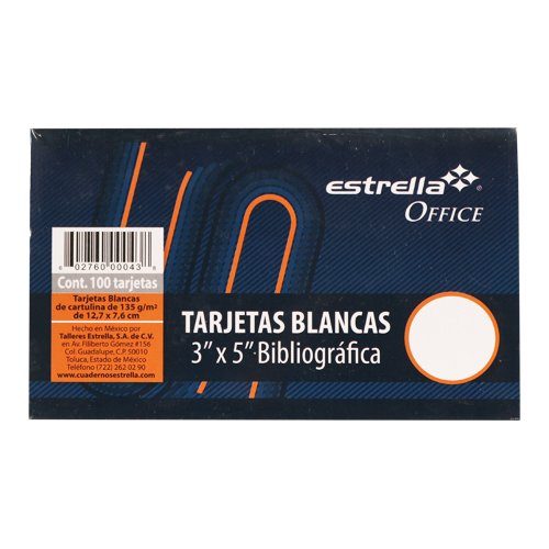 FICHA 3X5 BLANCO C100 ESTRELLA