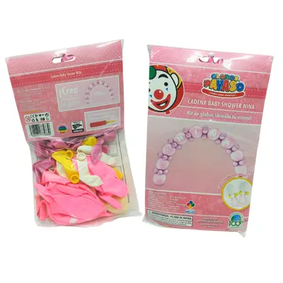 GLOBOS CADENA BABY SHOWER NIÑA PAYASO