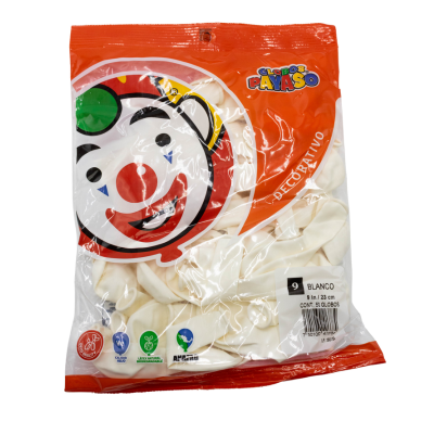 [7501060413784] GLOBOS 9 DECORATIVO BLANCO C50 PAYASO