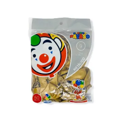 [7501060414149] GLOBOS 9 DECORATIVO METALICO ORO C50 PAYASO