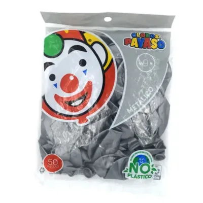 GLOBOS 9 DECORATIVO METALICO PLATA C50 PAYASO