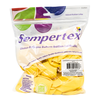 [7703340230566] GLOBOS SEMPERTEX 12 FASHION AMARILLO C50