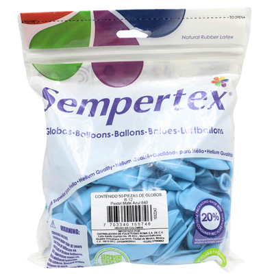 GLOBOS SEMPERTEX 12 PASTEL MATE AZUL C50