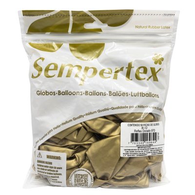 [7703340169644] GLOBOS SEMPERTEX 12 REFLEX DORADO C50