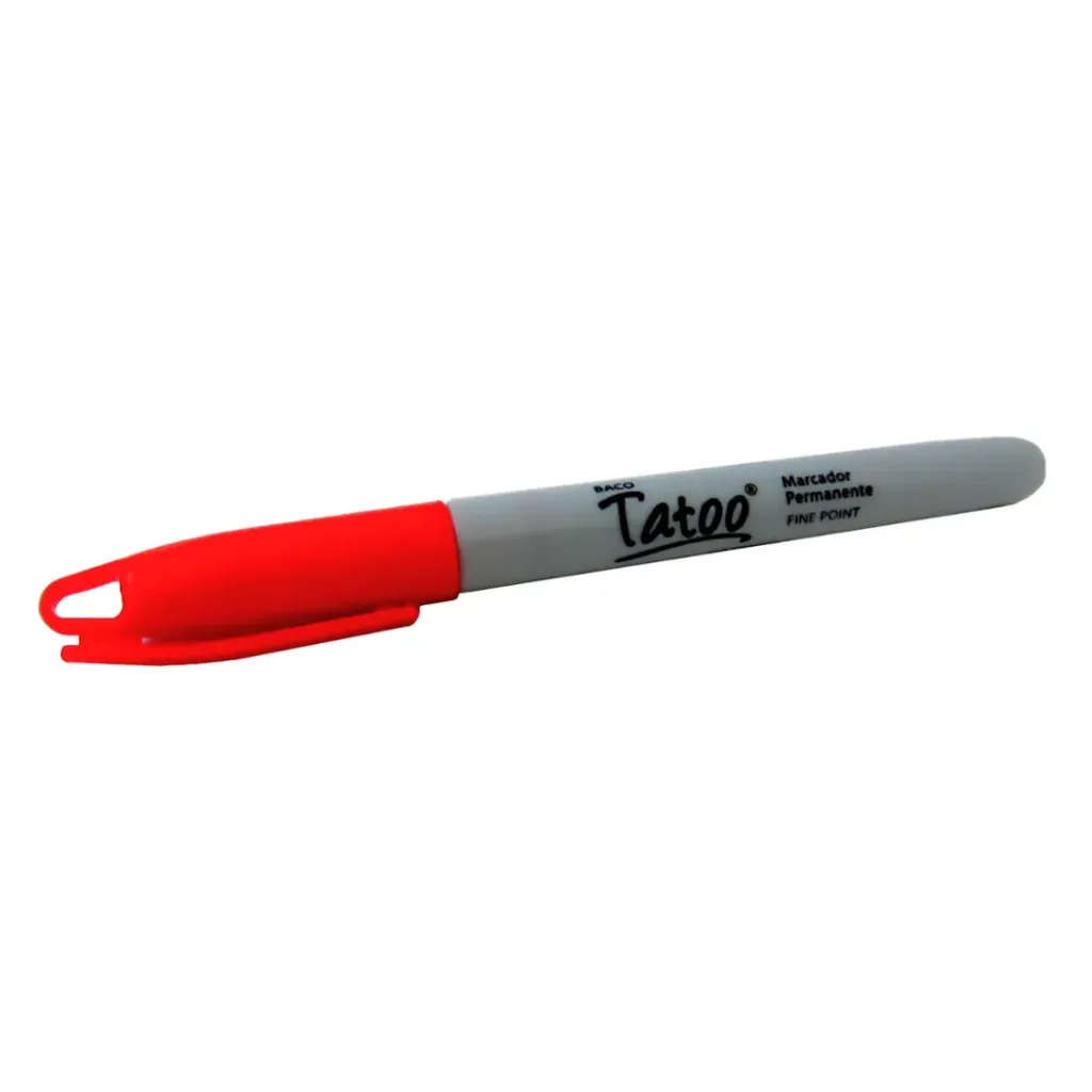 [7501174961126] MARCADOR PERMANENTE FINO ROJO BACO TATOO