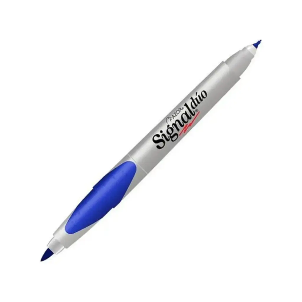 [7501428708422] MARCADOR PERMANENTE FINO DUO AZUL SIGNAL