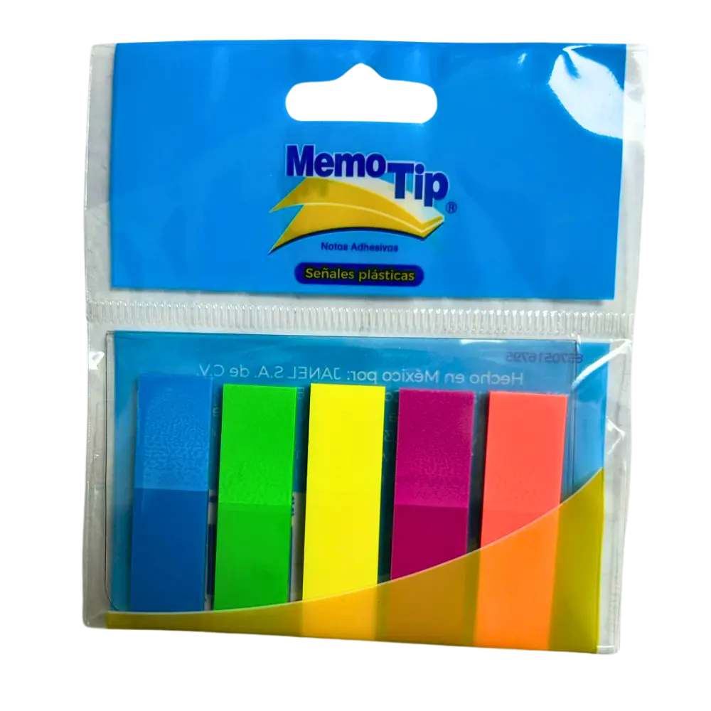 [7501035110809] MEMOTIPS BANDERITAS SEÑALES PLASTICAS NEON 125H JANEL