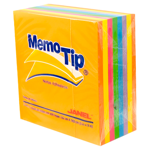 NOTAS ADHESIVAS 3X3 600H NEON MEMOTIP JANEL