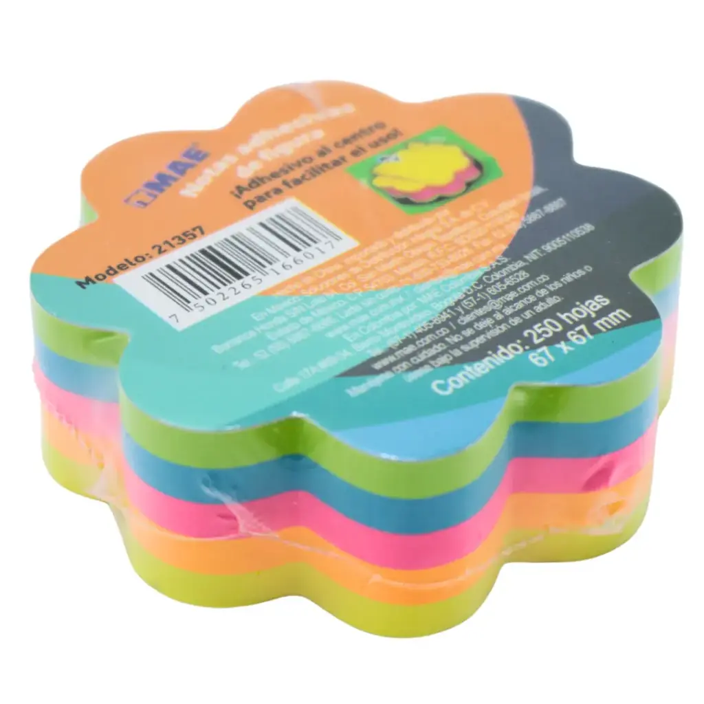 NOTAS ADHESIVAS FIGURA FLOR NEON 250H MAE 21357