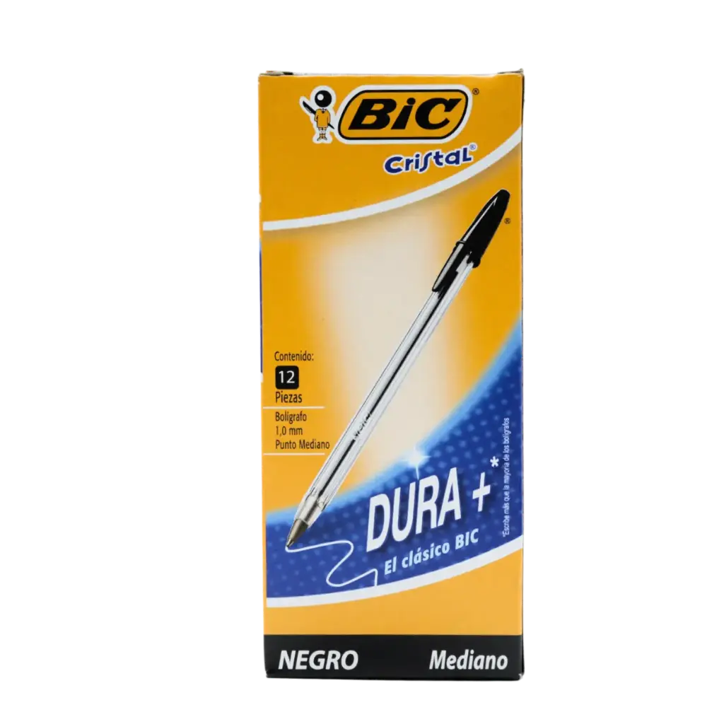 PAQ PLUMA BIC MED NEGRA C12