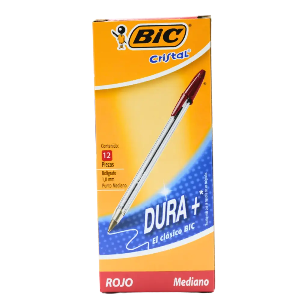 PAQ PLUMA BIC MED ROJA C12