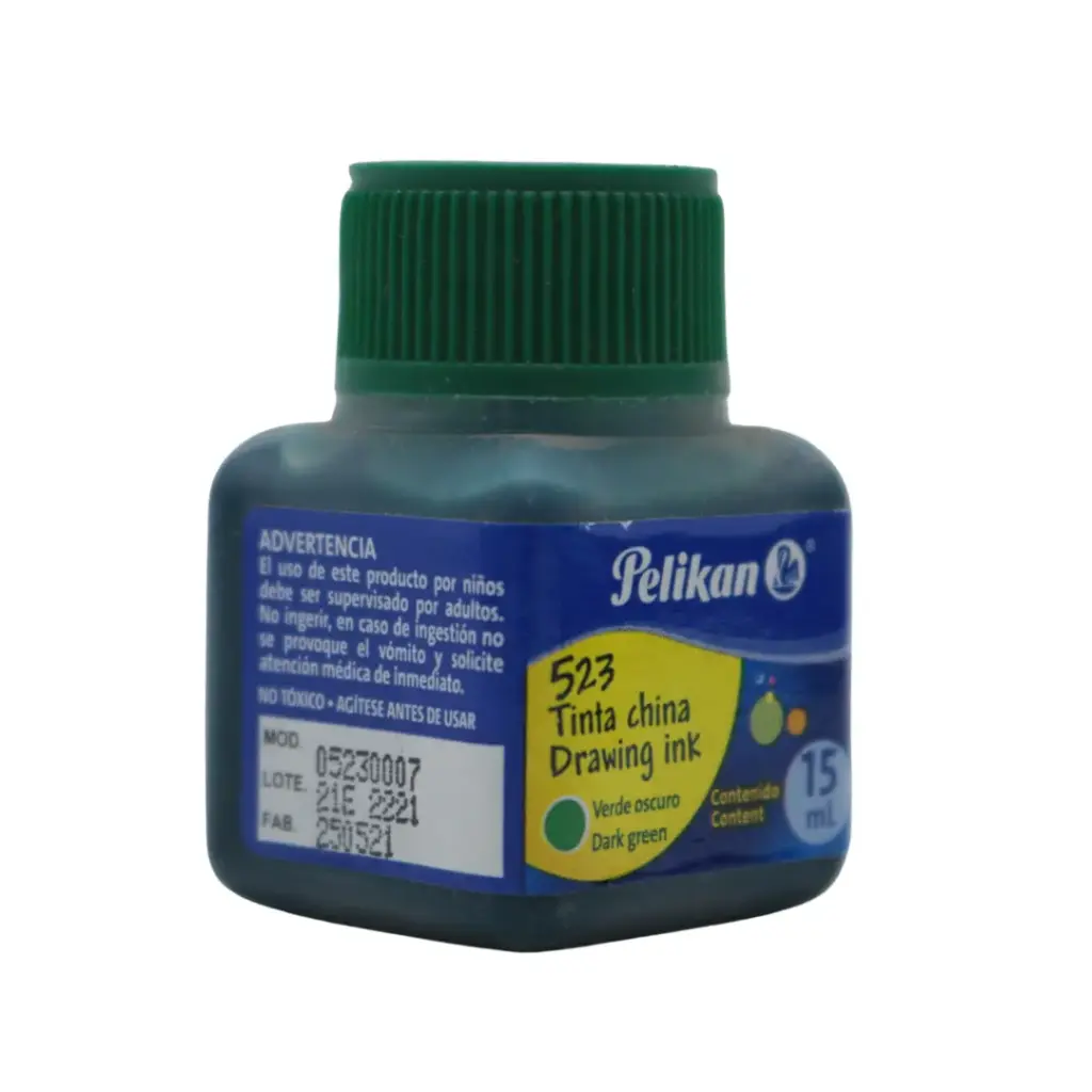 [7501015204818] TINTA CHINA VERDE 15ML PELIKAN 523