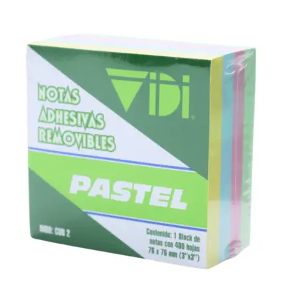 NOTAS ADHESIVAS 3X3 PASTEL 400H VIDI CUB2