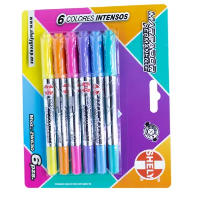[07502276787232] MARCADOR PERMANENTE DUO C6 COLORES INTENSOS SHELY WZ630