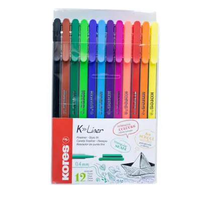 ROTULADOR PUNTA FINA C12 COLORES .4MM KORES 28112