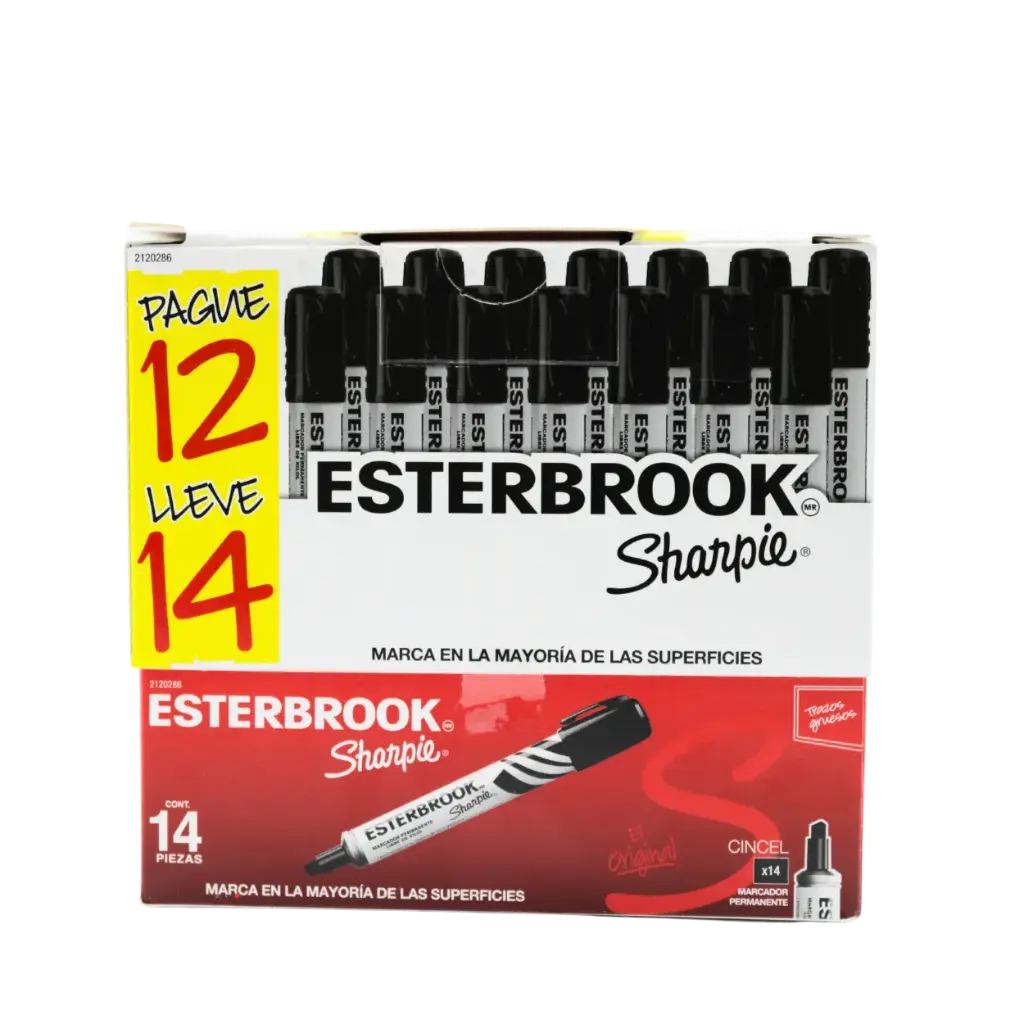 [071641182011] PAQ MARCADOR PERMANENTE GRUESO NEGRO ESTERBROOK 12+2