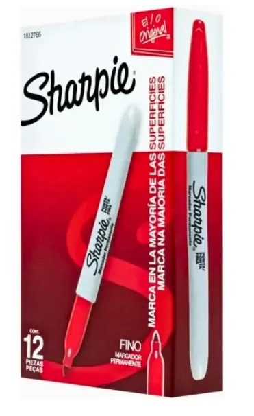 [071641300026] PAQ MARCADOR PERMANENTE FINO ROJO SHARPIE C12
