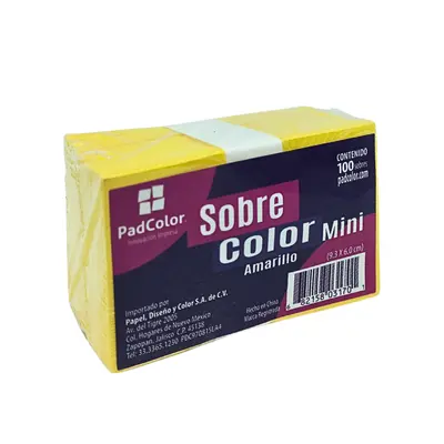 [682158031701] SOBRE MINI AMARILLO 9.3X6.0 PADI