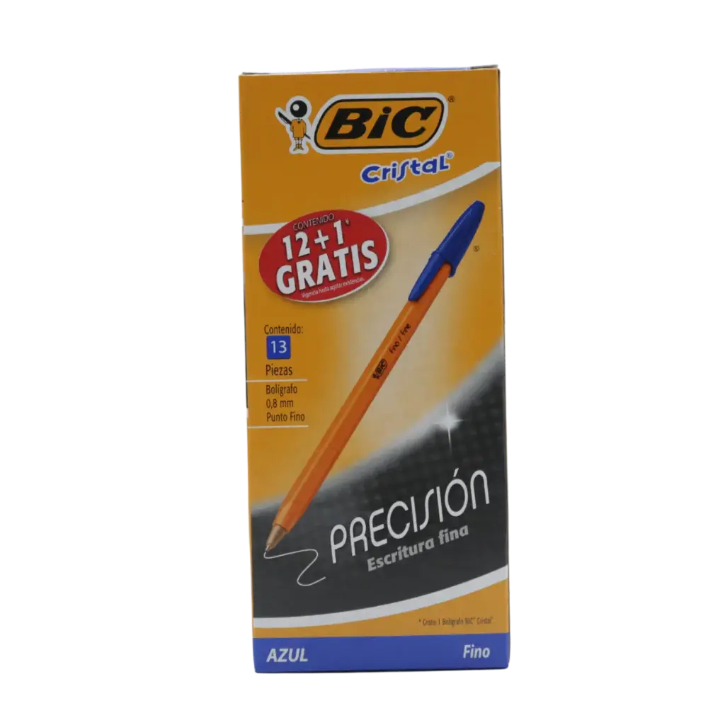 [PBFAC12] PAQ PLUMA BIC FINO 0.8MM AZUL C/12