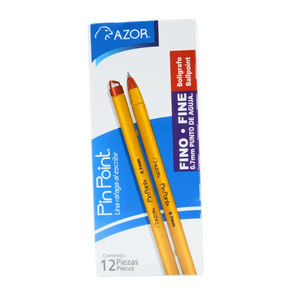 PAQ PLUMA AZOR FINO PIN POINT ROJO C12