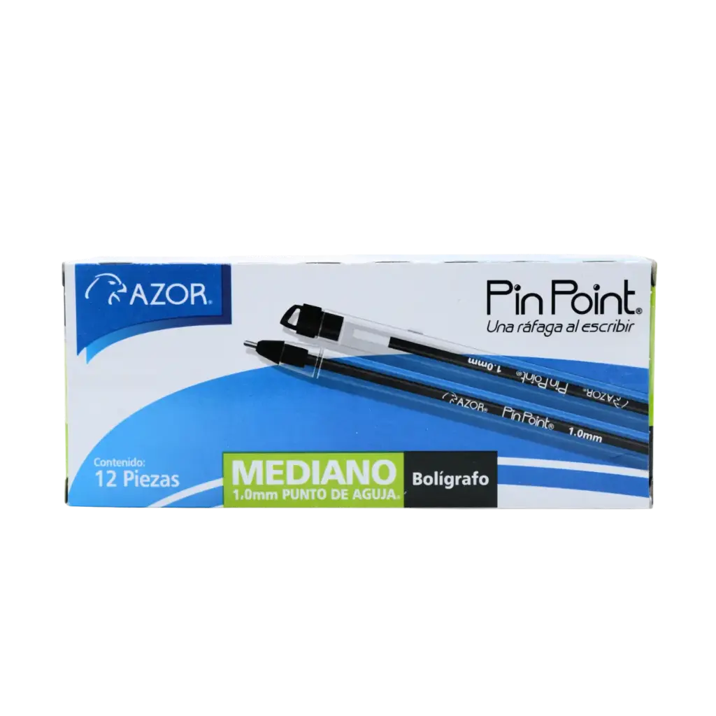 [PZMNC12] PAQ PLUMA AZOR MED PIN POINT NEGRO C/12