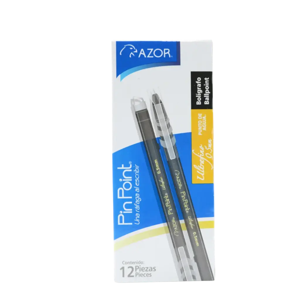 [PAUNC12] PAQ PLUMA AZOR ULTRAFINO PIN POINT NEGRO C/12