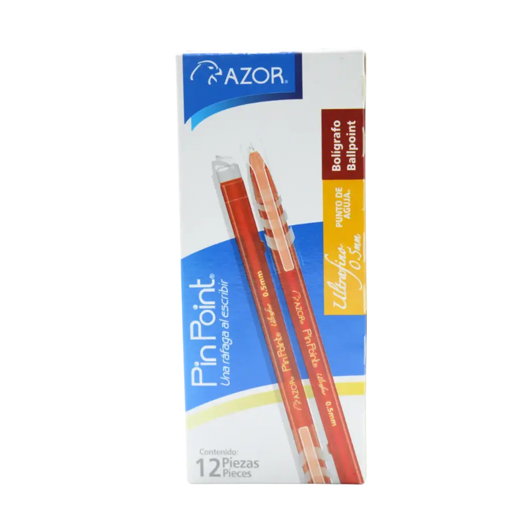 PAQ PLUMA AZOR ULTRAFINO PIN POINT ROJO C/12