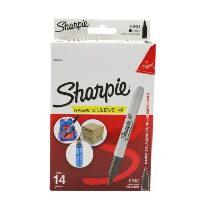 [071641175778] PAQ MARCADOR PERMANENTE FINO NEGRO SHARPIE C12+2
