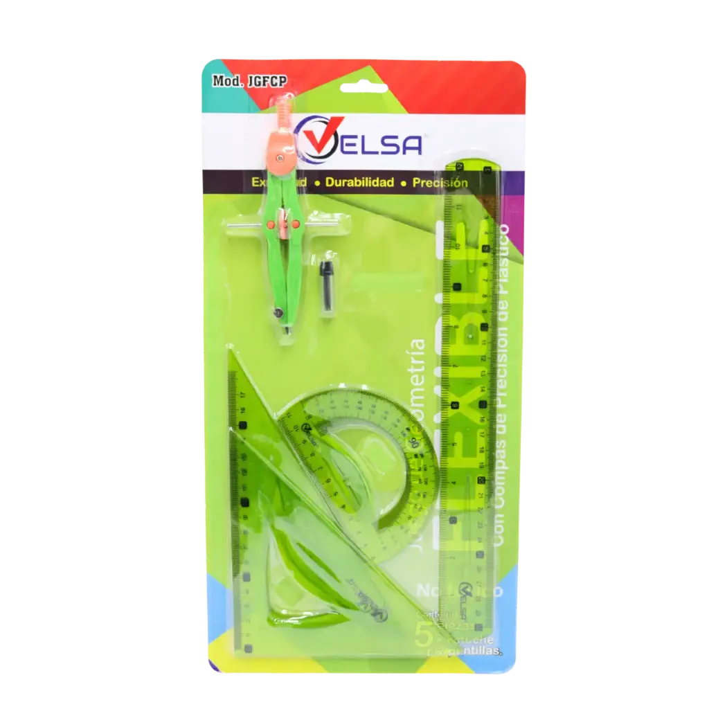 JUEGO GEOMETRICO FLEXIBLE COMPAS PLASTICO VELSA 