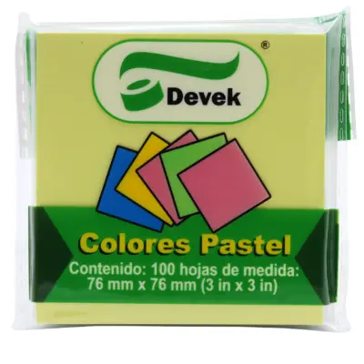 NOTAS ADHESIVAS 3X3 PASTEL 100H DEVEK PNO1001