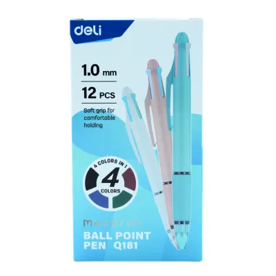 [6941798425504] PLUMA 4 COLORES 1.0MM C12 DELI Q181