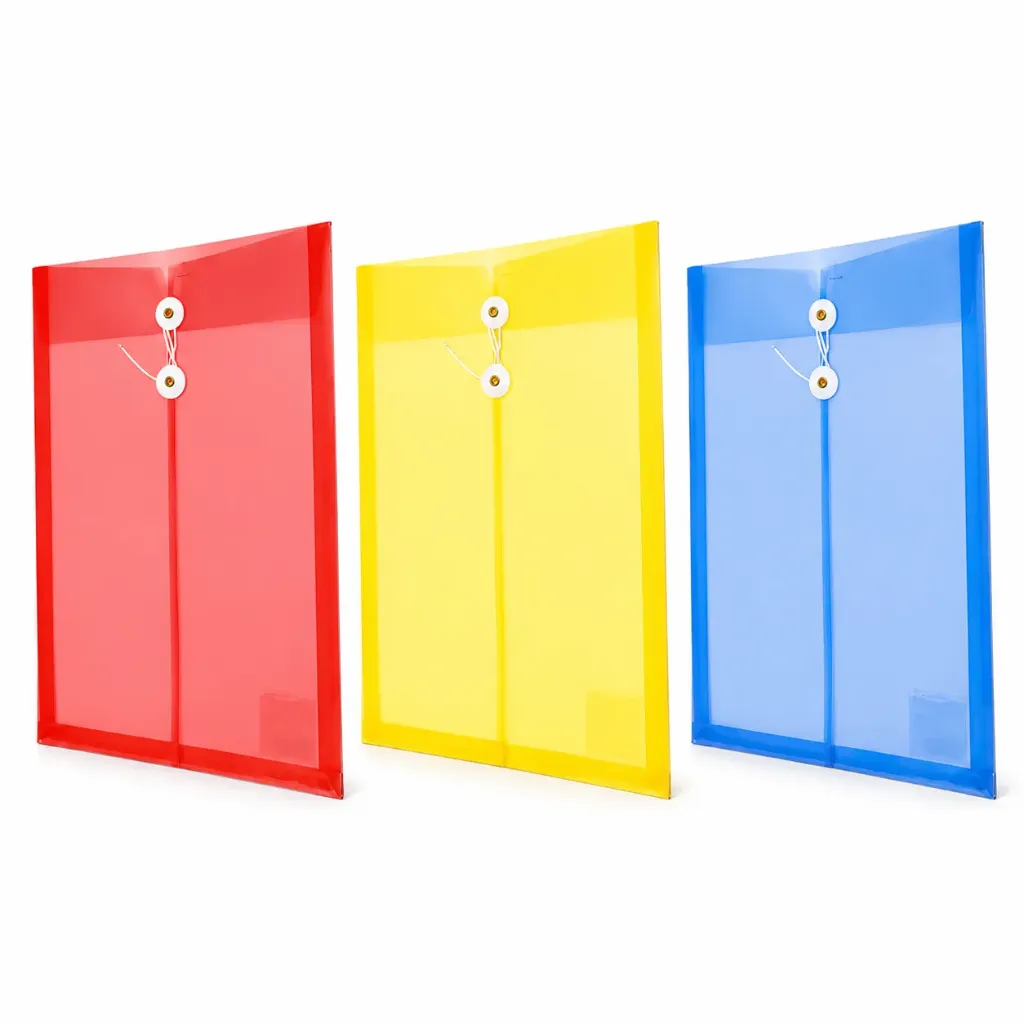 SOBRE PLASTICO CARTA COLORES CON HILO VERTICAL VIDI