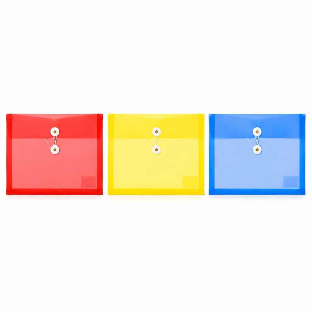 SOBRE PLASTICO OFICIO COLORES CON HILO VERTICAL VIDI