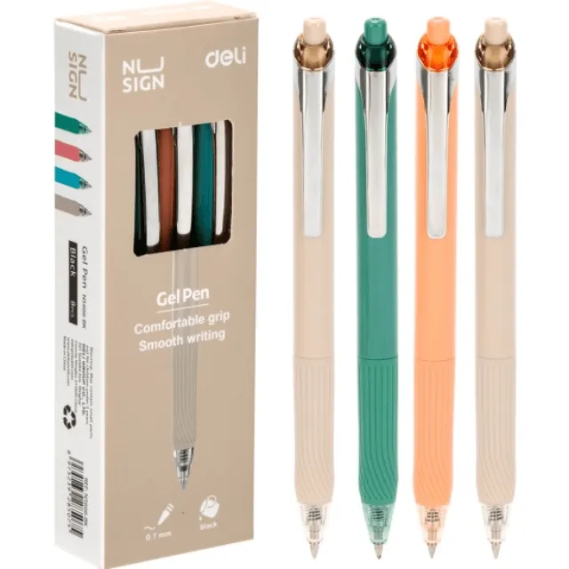 BOLIGRAFO RETRACTIL GEL NEGRO 0.7MM DELI NS666-BK